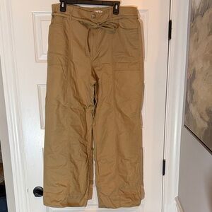 LOFT Women's Wide Leg Cotton Pants in Tan